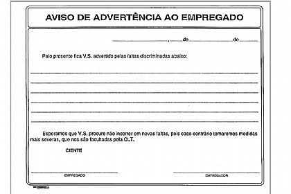 AVISO DE ADVERTÊNCIA AO EMPREGADO C/50FLS COD. 6639-9 - SÃO DOMINGOS